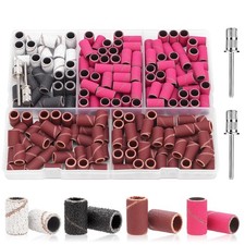 190 Pcs Sanding Bands & 2 Nail Drill Bits, 80-240 Grit for Manicures, Pedicures.