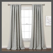 Set of 2 52"x84" Kids' Star Blackout Window Curtain Panels Light Gray