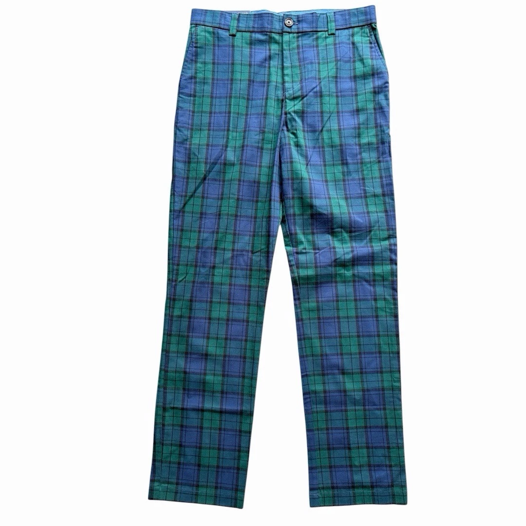 Vineyard Vines Breaker Pants Boys 18 Blue Green Plaid Tartan Golf/Preppy/NWT