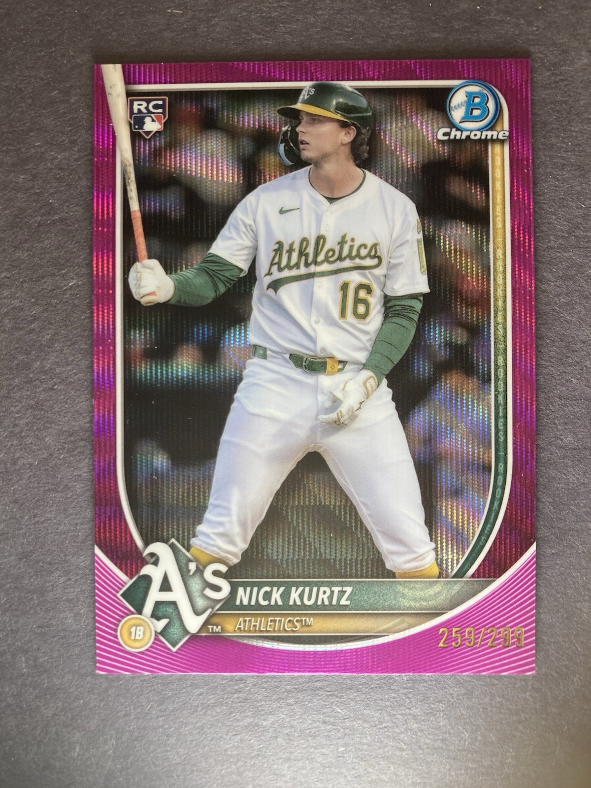 2025 Bowman Chrome - Nick Kurtz #93 Fuchsia Wave Refractor /299 (RC) view 1