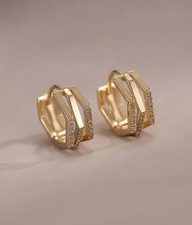 Round Cut Simulated Diamond Women's Hoop/Huggie Earrings 14K Yellow Gold Plated