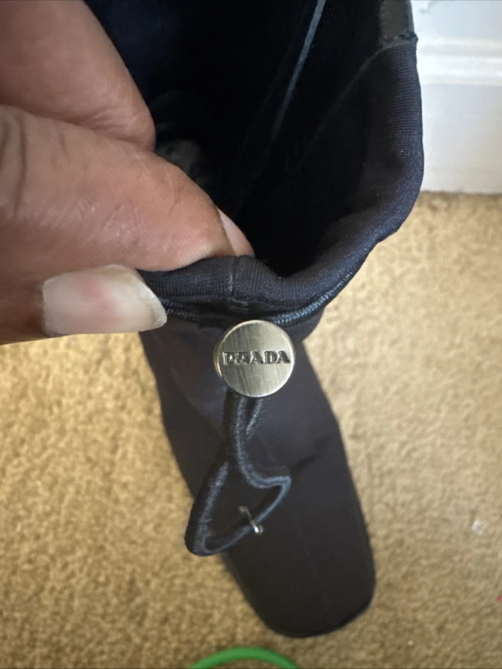 PRADA Women's Ankle Boots Black Stretch Fabric Size 7.5 US 37.5 EU Heel - Image 3 of 4