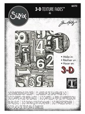 Numbered Numbers Sizzix 3-D Texture Fades Embossing Folder Tim Holtz 665753 NEW