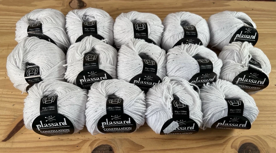 Lot de 14 Pelotes Constellation de Plassard Blanc/paillettes - Photo 1/1