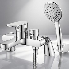Luxury Bathroom Sink Bath Filler Tap Shower Mixer Taps with Hand Held Set Chrome