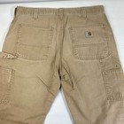 Carhartt Dark Khaki Carpenter PANTS! 33 x 30 Relaxed Fit Distressed Work Wear — photo 8