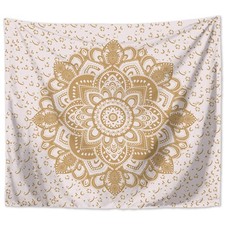 Wandbehang Mandala indisch 150 x 125 cm Weiß...