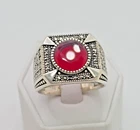 STUNNING .925 Vintage Sterling Silver Estate Ring Size 11.25 with Red Stone