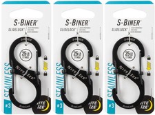 Nite Ize S-Biner SlideLock Stainless Steel Carabiner 3 - Black 3-Pack