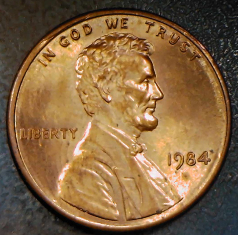 1984 Lincoln Memorial penny with rim cud error