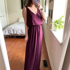 Show Me Your Mumu V-Neck Blouson Maxi Dress Burgundy Size Medium