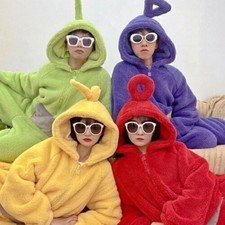 UK Adult Teletubbies Costume Disi Onesis Lala Cosplay Jumpsuit Pajama Carneva