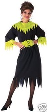 Forest Witch Black Green Wicked Gothic Fancy Dress Up Halloween Adult Costume