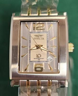 Invicta IQ Rectangular Gold & Silver Tone Watch Model  3801