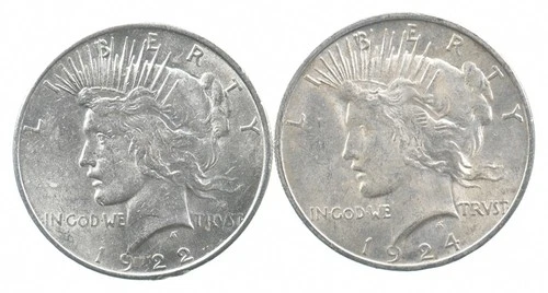 1922 & 1924 & Peace Silver Dollar $1 Bullion Collection Lot *908