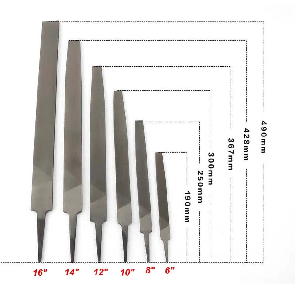 Engineers Metal Hand Files 6" 8" 10"-16" Coarse Rough Bastard Medium Fine Smooth - Image 3 of 4
