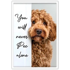 Funny Bathroom Wall Art You Will Never Pee Alone Canvas Poster Decor 8x12inch