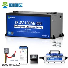 DC HOUSE 36V 100Ah Lifepo4  Lithium Golf Cart Battery with 25A Charger Bluetooth