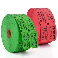 2000 Raffle Tickets Double Rolls 50/50 Stub Tickets with Consecutive Numbers ...