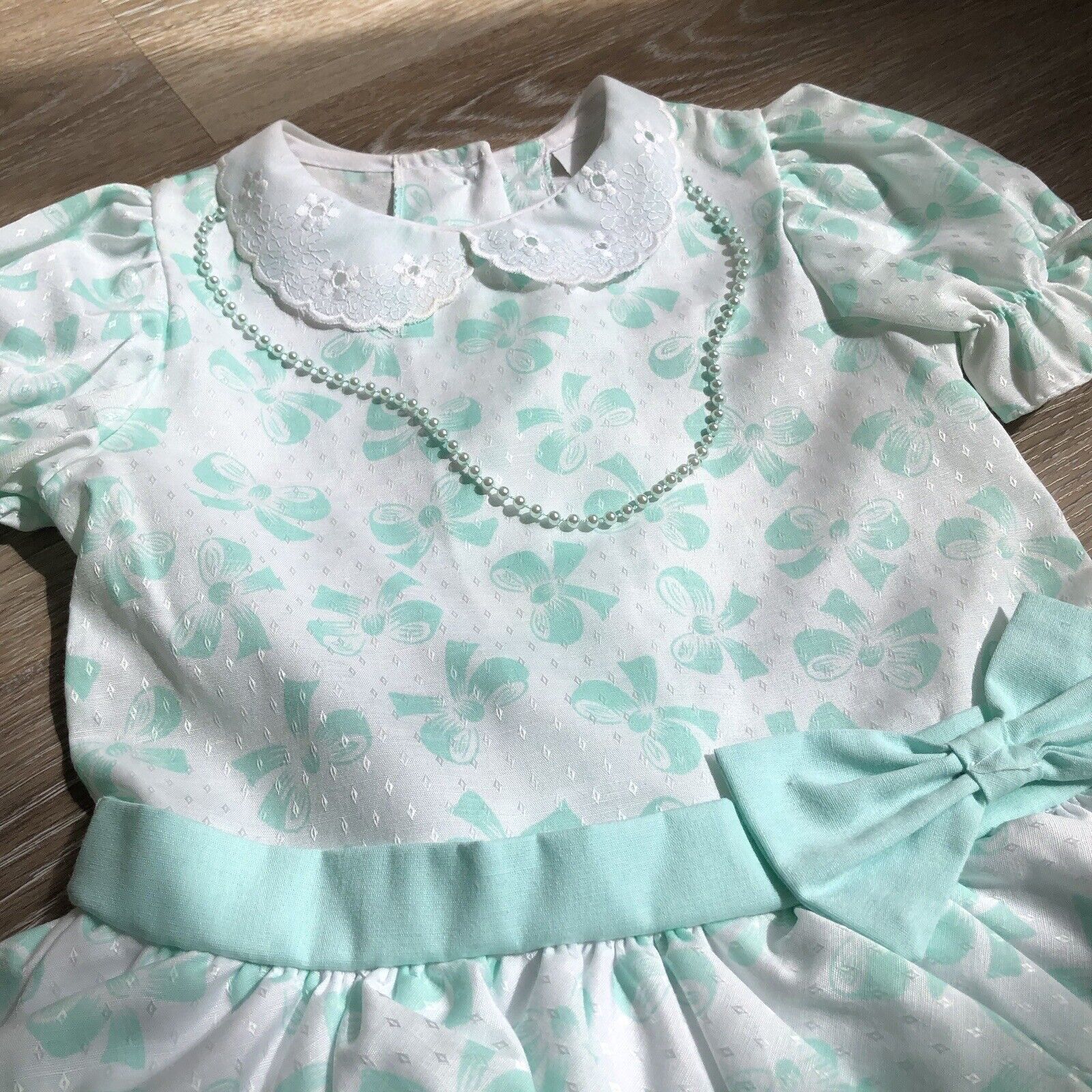 Vintage Toddler Girls Green Dress Size 2T - image 7