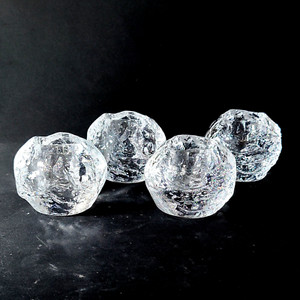KOSTA BODA SNOWBALL MEDIUM VOTIVE CANDLE HOLDERS, 3", by Ann Warff, SWEDEN, 4PCS