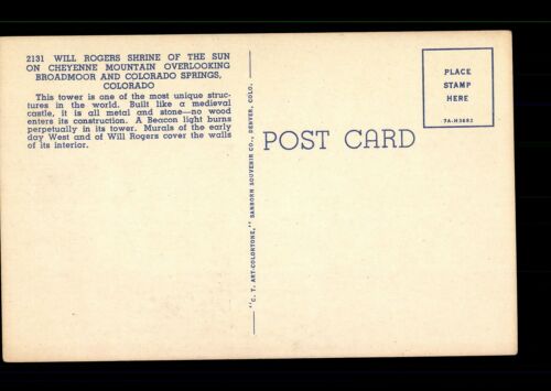 postcard Will Rogers Shrine, Colorado Springs, CO (P-1-H) - Picture 2 of 2