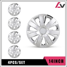 4pcs 14 Universal Wheel Rim Cover Hubcaps Chrome Caps Tire Trim Rings Set