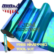 12"X108" Galaxy Chameleon Chrome Dark Blue Headlight Taillight Fog Light Film