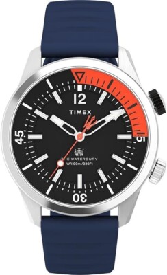 Neue Timex Waterbury Dive 100m/330Ft mit proof rotierendem äußeren Zifferblatt Herrenuhr