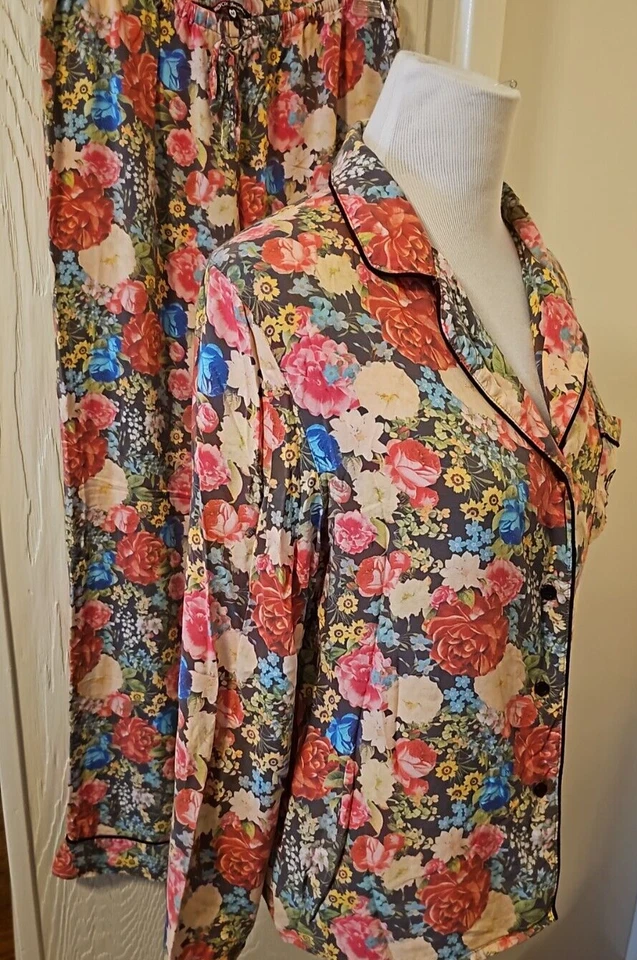Wildfox Floral Rayón Mujer M pj Set Ligero Femenino Clásico Único Logo Bolsillos Foto 4 de 4