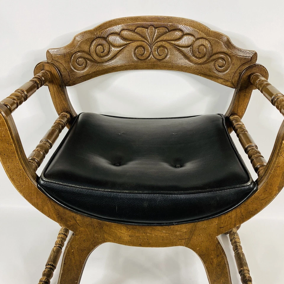 Vintage Stanley Furniture Curved Wood Library Room Reading Chair Beautiful Piece - Image 2 of 4