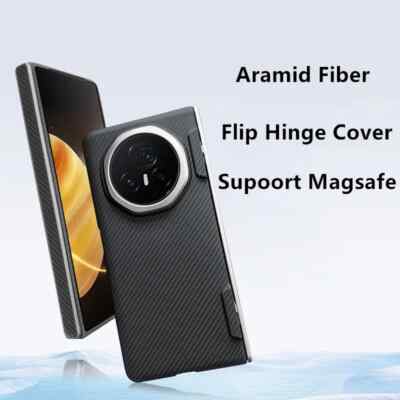 Genuine Carbon Fiber Magsafe Case Fr Honor Magic V3 Spring Hinge Thin Hard Cover