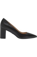 500 Stuart Weitzman Linsi 75 Block Pump POINTY BLACK LEATHER BLACK 6.5 TE8