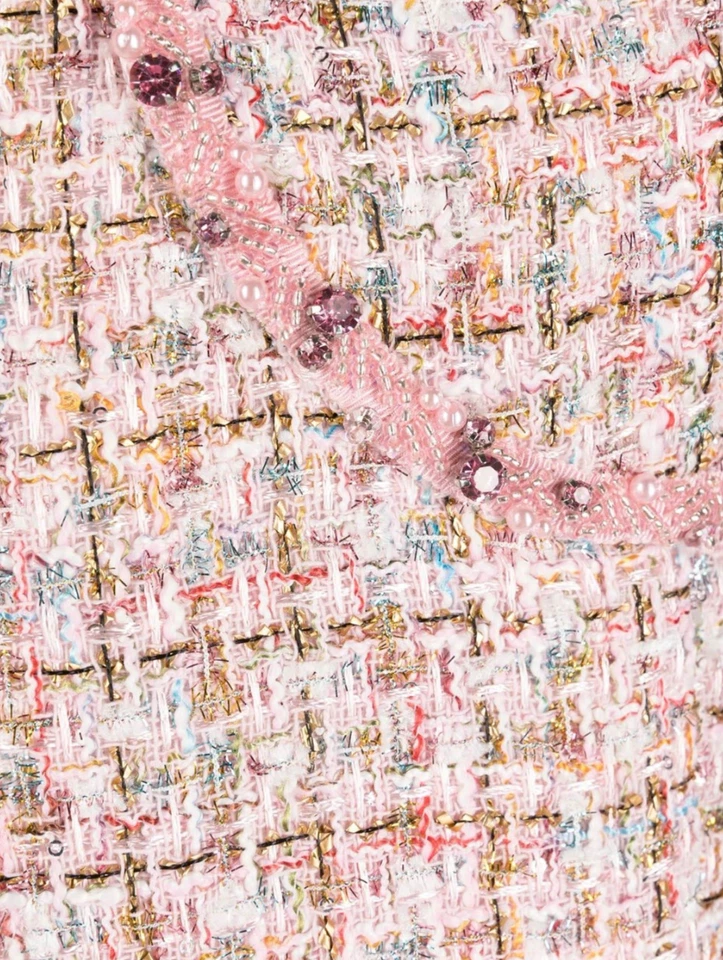 Minivestido de tweed a cuadros AUTORRETRATO en rosa talla US6 UK10 original $514 NUEVO Foto 3 de 4