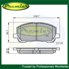Premier set pastiglie freno anteriori si adatta a Lexus RX 1998-2003 3.0 3.3 + altri modelli #2