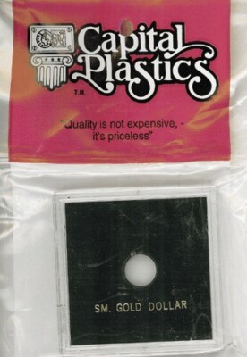 Capital Holder For Small US Gold Dollar Coin 2.5x2.5 Black Display Capsule Snap