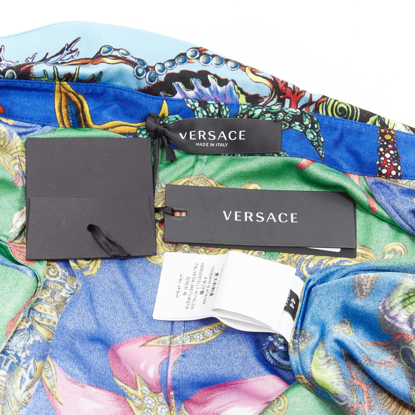 Abito casual VERSACE 2021 Tresor De La Mer verde blu stampa stelle marine IT44 L