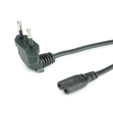 Netzkabel Euro-Stecker (abgewinkelt) auf C7, 2pol., schwarz, 1,8 m