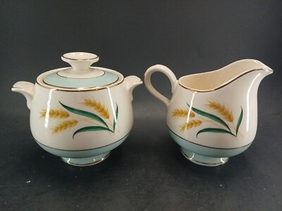 International D S Aqua Wheat Cream And Sugar With Lid