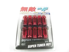Muteki SR48 Extended Open Ended Wheel Tuner Lug Nuts Chrome Red 12x1.25mm NEW