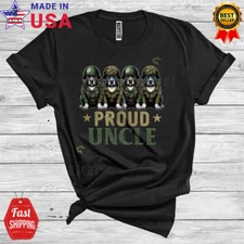 Proud Uncle, Adorable Four Pit Bull Veteran, US Soldier Veteran Family T-Shirt