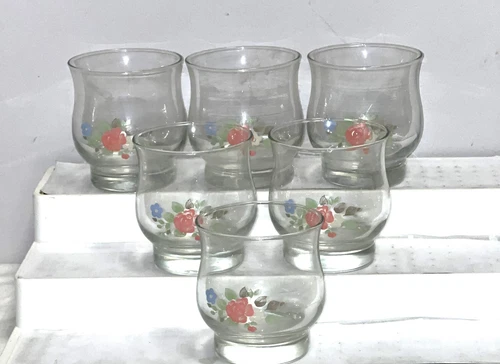 6 Pfaltzgraff TEA ROSE 3 1/2" ROCKS JUICE TUMBLERS
