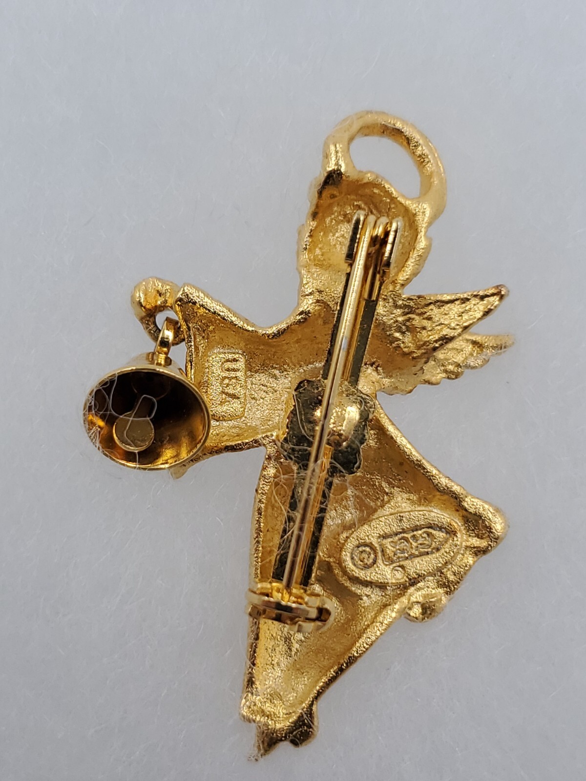 Robyn Rush RR Cookie Lee Goldtone Angel Angels Pin Brooch Christmas