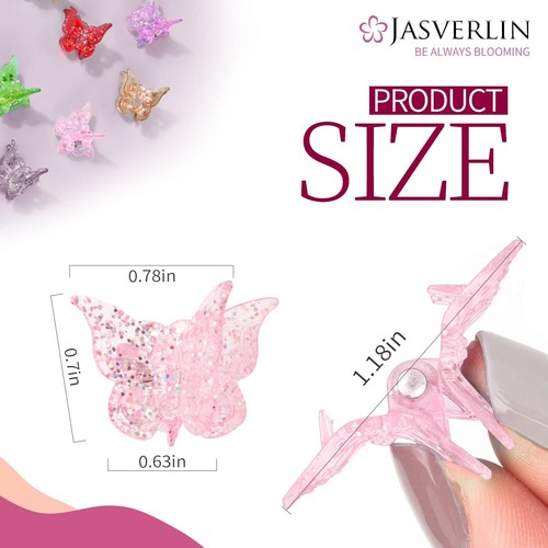 Glitter Mini Butterfly Hair Claw Clips, Sparkly Colorful Hair Accessories for Gi - Picture 4 of 8