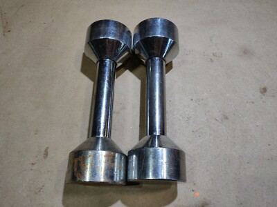 Vintage Joe Weider Chrome Dumbbells Screw On Weights Pair Of