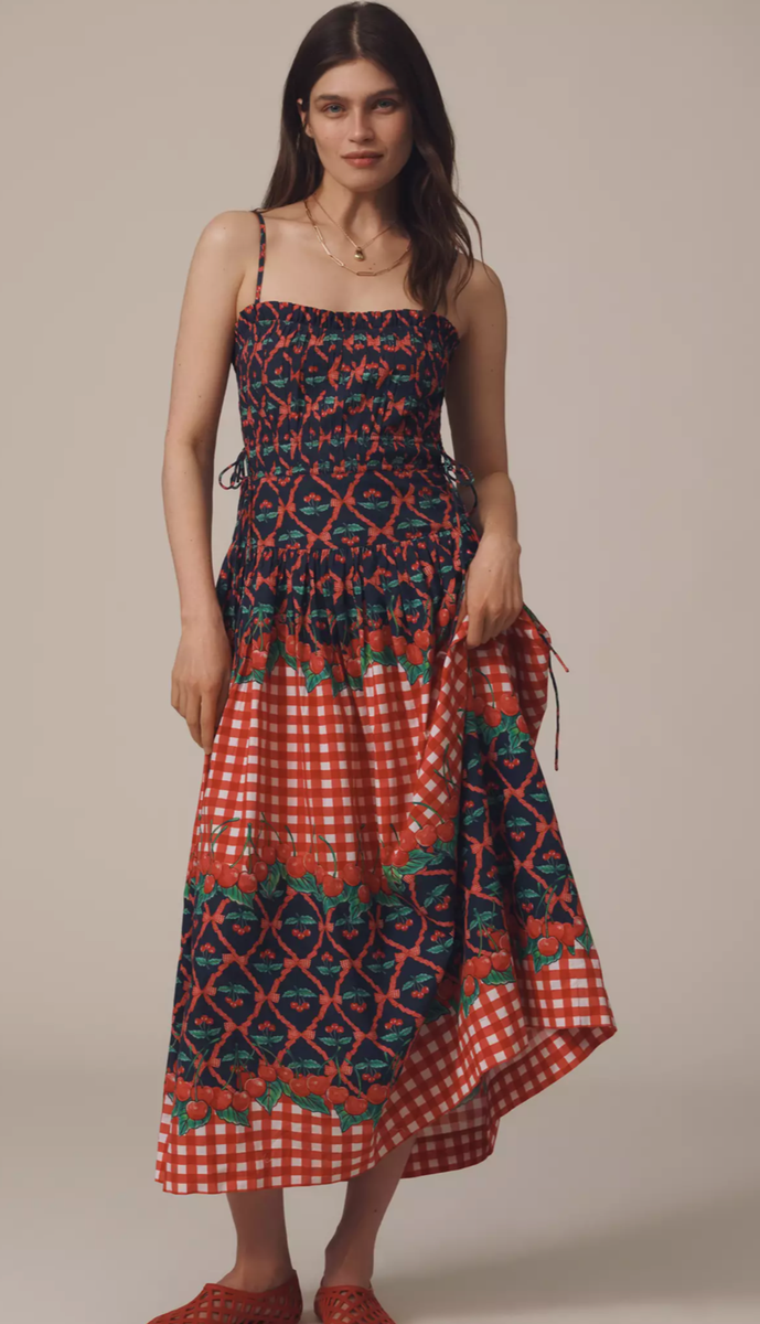 Anthropologie Damson Madder Kelia Cherry Pie Cotton Sundress Dress