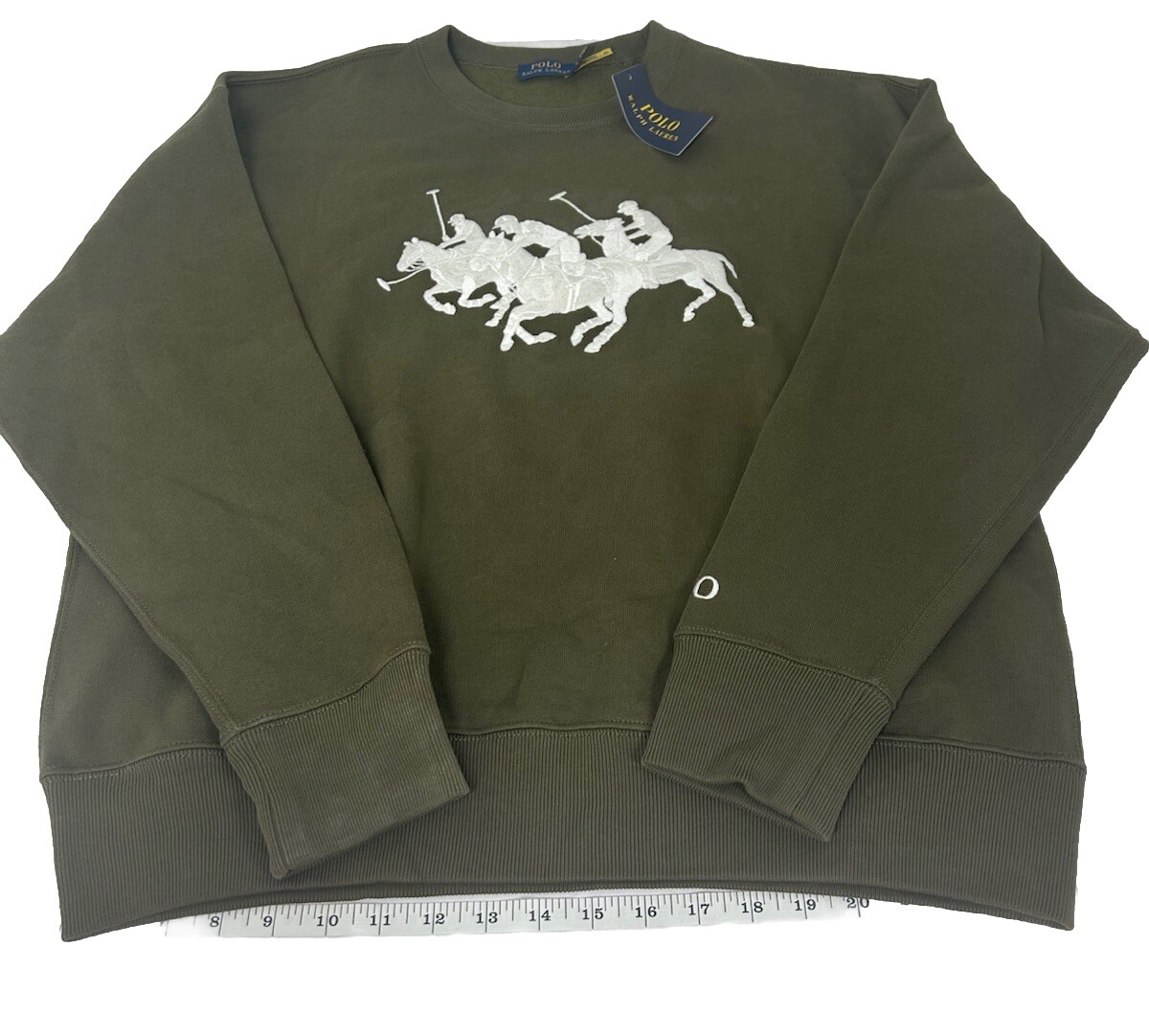 Polo Ralph Lauren Polo Triple Pony Felpa Abbigliamento Top Cotone Cachi TG L