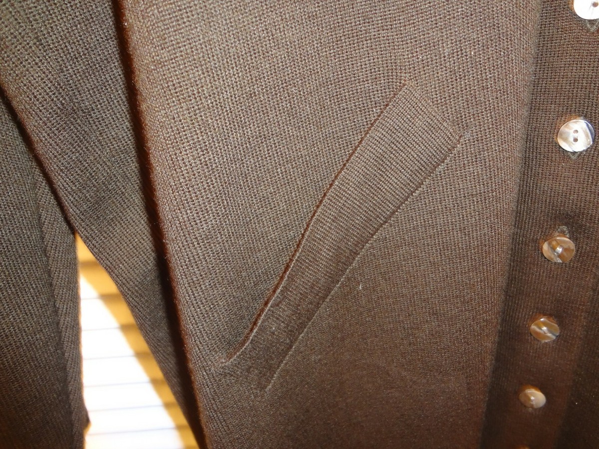 Robe Dana Buchman 100% Laine Marron - Boutonnée Devant, Fausses Poches, Taille L