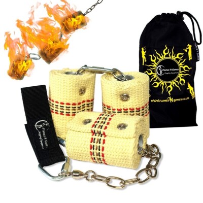 FNG Fire Poi Set - Dreifachbrenner - ein Paar 3 x 65 mm Dochte