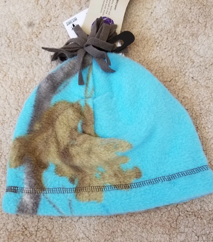 NWT Hot Shot Realtree YOUTH Girls Blue Fleece CAMO Beanie Cap HAT HUNTING  - Image 2 of 2